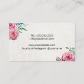 Naaigoed-naaigarens Vintage Floral Linen Visitekaartje (Achterkant)