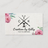 Naaigoed-naaigarens Vintage Floral Linen Visitekaartje (Voorkant)