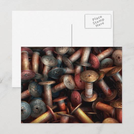 Naaigoed - spillen briefkaart (Voorkant / Achterkant)