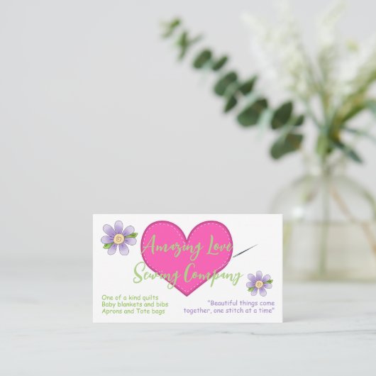 Naaigoed van de heek en de paarse bloemen visitekaartje (Staand voorkant)