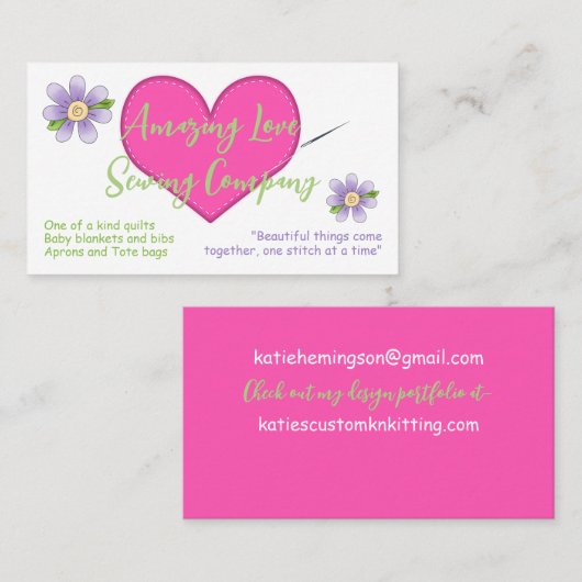 Naaigoed van de heek en de paarse bloemen visitekaartje (Voorkant / Achterkant)