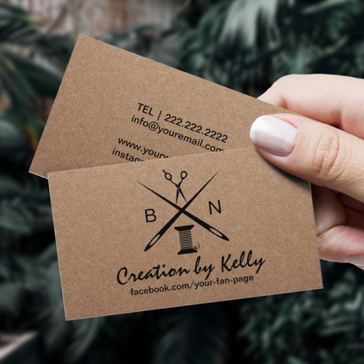 Naaigoeddressmaker Rustic Kraft Visitekaartje