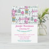 Naaigoedpartij Birthday Invitation Roze Kaart (Staand voorkant)