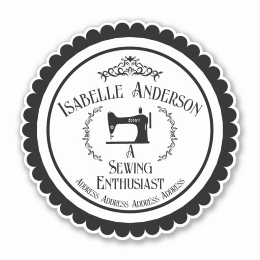 Naaigouwers zwart-wit sticker (Voorkant)