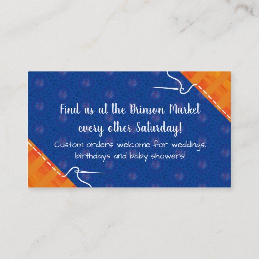 Naaigroeiing van de hand door naaisteek visitekaartje (Achterkant)