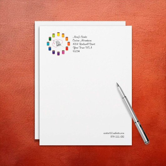 Naaigronden, naalden en draden briefhoofd