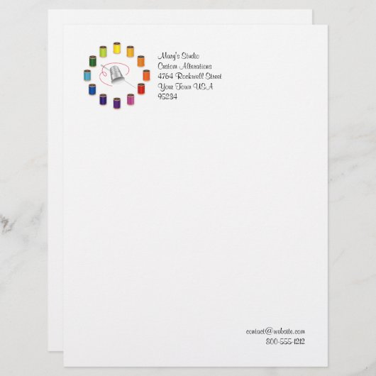 Naaigronden, naalden en draden briefhoofd (Voorkant / Achterkant)