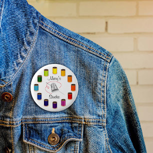 Naaigronden, naalden en draden ronde button 5,7 cm