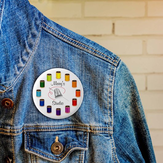 Naaigronden, naalden en draden ronde button 5,7 cm