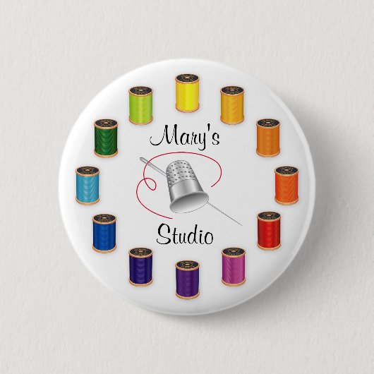 Naaigronden, naalden en draden ronde button 5,7 cm (Voorkant)