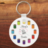 Naaigronden, naalden en draden sleutelhanger (Voorkant)