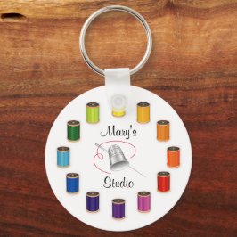 Naaigronden, naalden en draden sleutelhanger