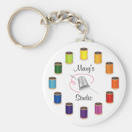 Naaigronden, naalden en draden sleutelhanger