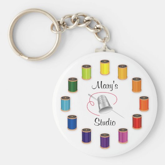 Naaigronden, naalden en draden sleutelhanger (Voorkant)