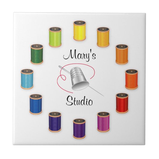 Naaigronden, naalden en draden tegeltje (Voorkant)