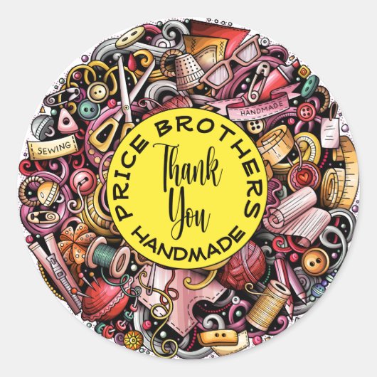 Naaigronkel met handgemaakte keuken ronde sticker (Voorkant)