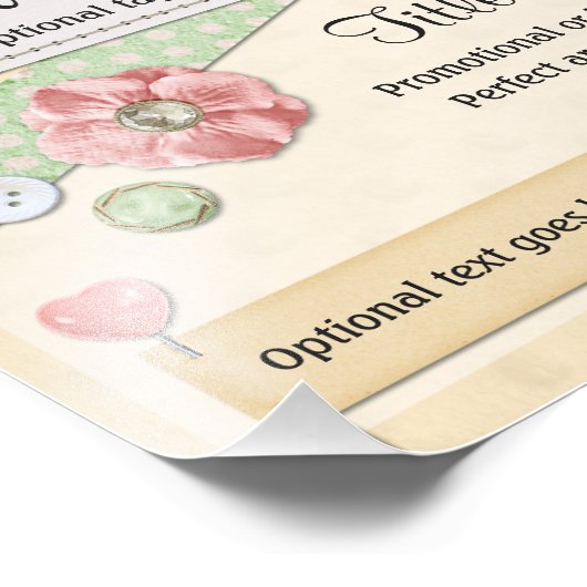 Naaigrootte, Buttonnen en Adverteren lint Foto Afdruk (Hoek)