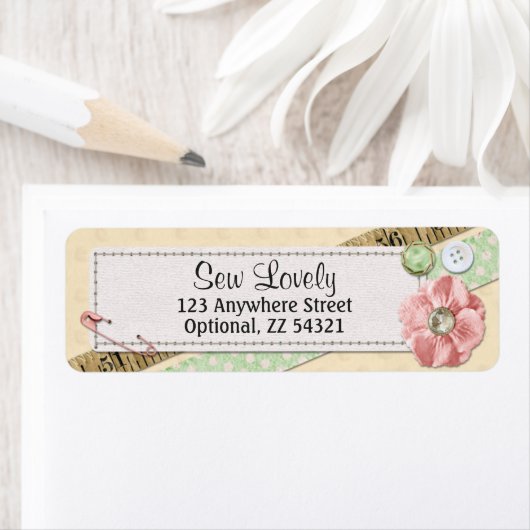 Naaigrootte, Buttonnen en het Adres van de Terugke Etiket (Insitu)