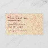 Naaigroze Bak Damask  Visitekaartje (Achterkant)