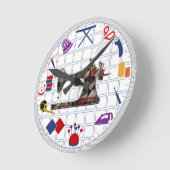 Naaiguurklok met muurwerk ronde klok (Hoek)