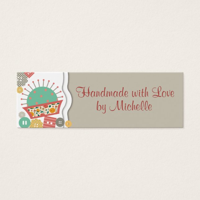 Naaiknoppen Bloemspeldenkussen naaister Mini Visitekaartjes (Voorkant)