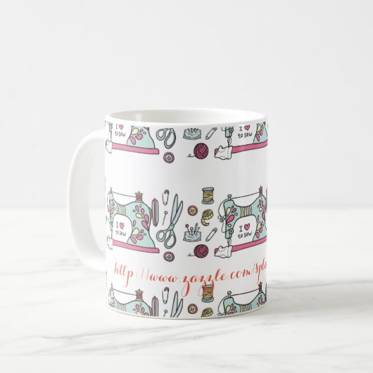 "Naaikunst" Koffiemok (Voorkant links)