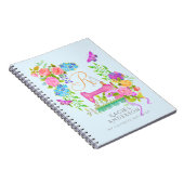 Naailint Bloemenmonogram Blauw Notitieboek (Rechterzijde)