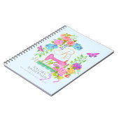 Naailint Bloemenmonogram Blauw Notitieboek (Linkerzijde)