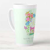 Naailint Bloemenmonogram Groen Latte Mok (Linkerhoek)