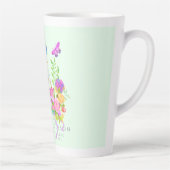 Naailint Bloemenmonogram Groen Latte Mok (Rechts)