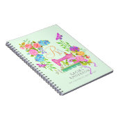 Naailint Bloemenmonogram Groen Notitieboek (Rechterzijde)