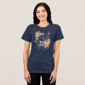 Naailint Bloemenmonogram Marine Tri-Blend Shirt (Voorkant volledig)