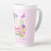 Naailint bloemenmonogram roze latte mok (Rechterhoek)