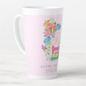 Naailint bloemenmonogram roze latte mok (Linkerhoek)