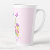 Naailint bloemenmonogram roze latte mok (Rechts)