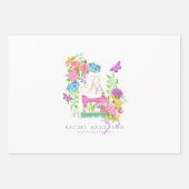 Naailint bloemenmonogram wit inpakpapier vel (Voorkant)