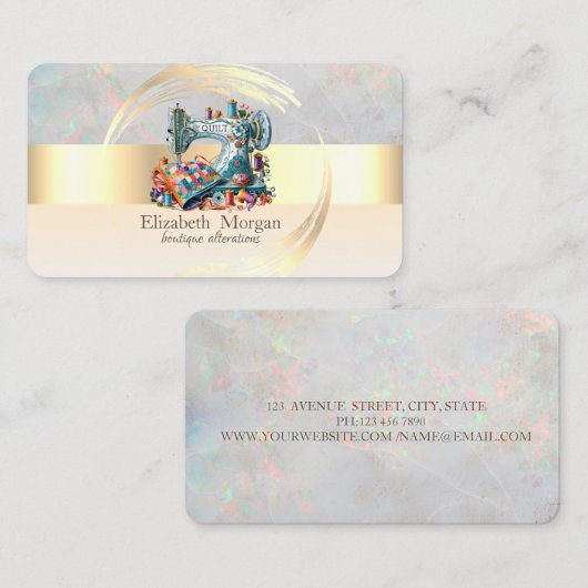 Naaimachine Alternations Opal Holographic Visitekaartje (Voorkant / Achterkant)