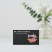 Naaimachine bloemen | naaister visitekaartje (Staand voorkant)