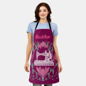 naaimachine & bloemenfuchsia schort (Gedragen)