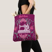 naaimachine & bloemenfuchsia tote bag (Dichtbij)