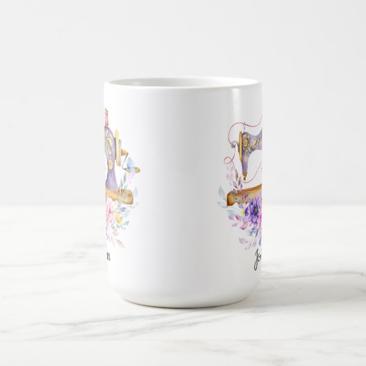  naaimachine bloemig koffiemok (Center)