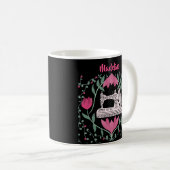  naaimachine & bloemmotief ontwerp koffiemok (Voorkant rechts)