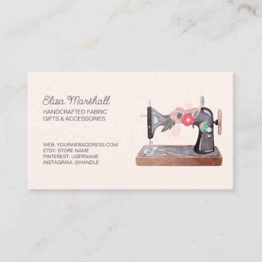  naaimachine Boho Floral Blush Visitekaartje (Voorkant)