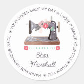 naaimachine Boho Floral Handmade Ronde Sticker (Voorkant)