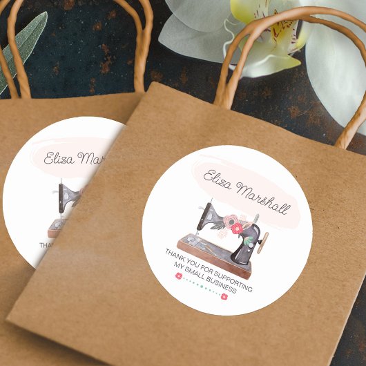  naaimachine Boho Floral Hartelijk dank Ronde Sticker