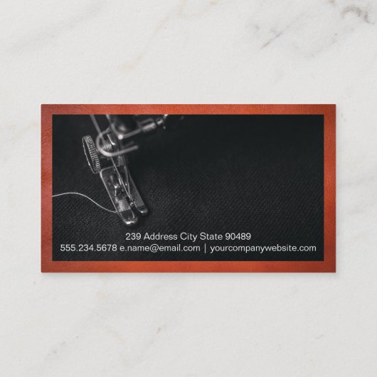 naaimachine | Bruine ledergrens Visitekaartje (Achterkant)
