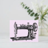  naaimachine Carolina in roze Briefkaart (Staand voorkant)
