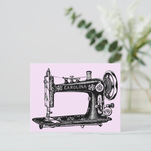  naaimachine Carolina in roze Briefkaart (Staand voorkant)
