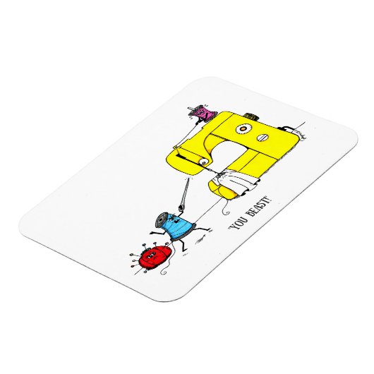 Naaimachine Cartoon magneet (Linkerzijde)