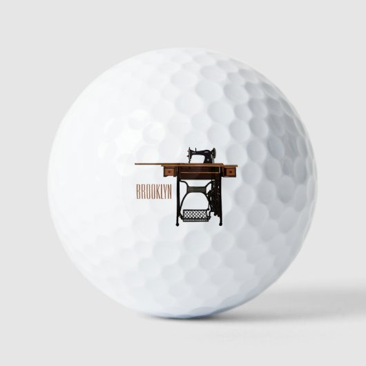 Naaimachine cartoonillustratie golfballen (Voorkant)